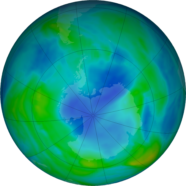 Antarctic ozone map for 17 May 2017